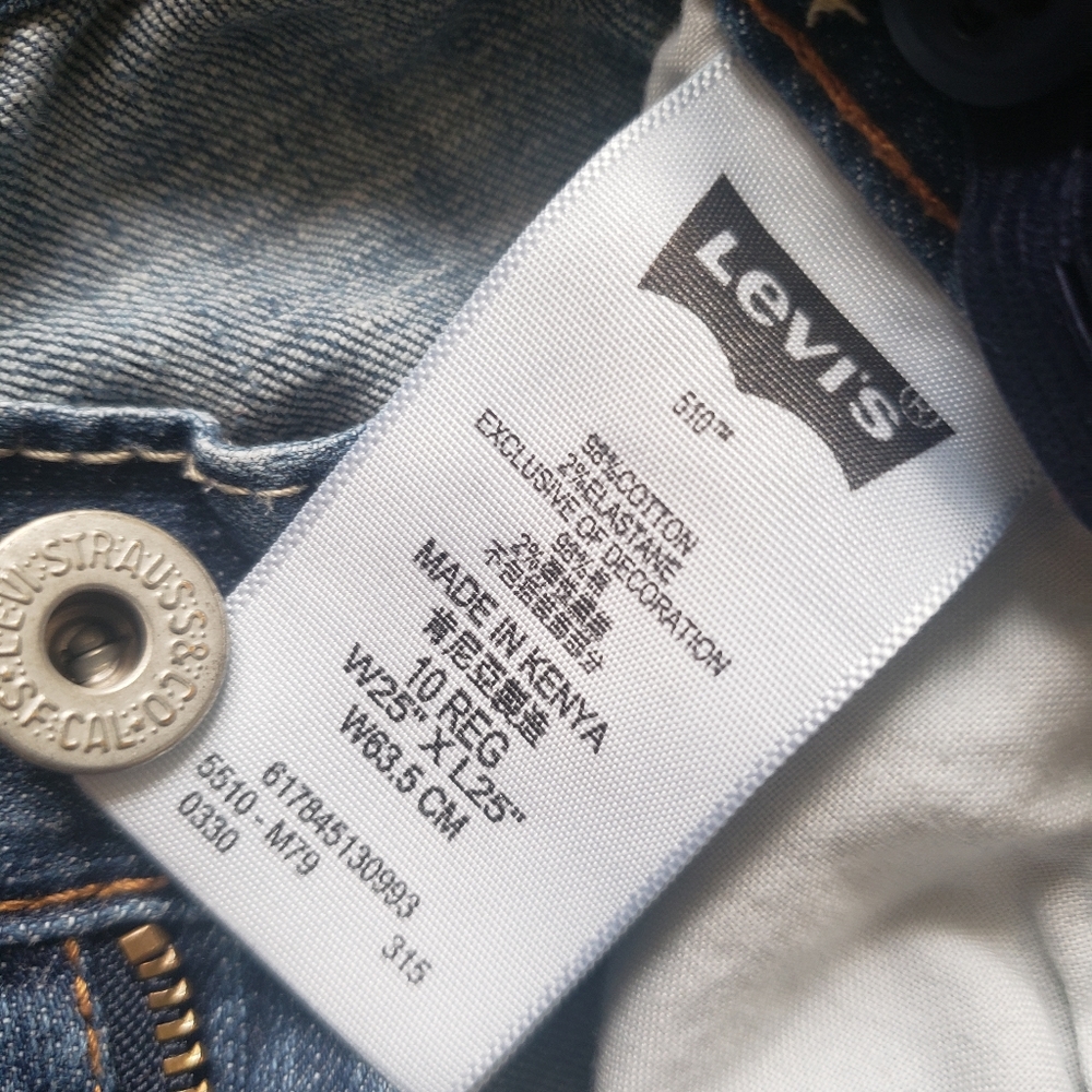 Levis 510 jeans slim adjustable regular sz10 25X25 - Picture 2 of 6